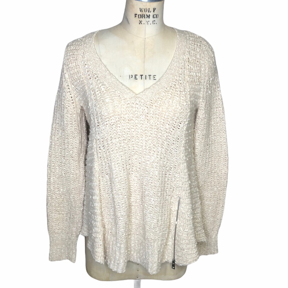 Moth Anthropologie cream zipper front sweater - Picture 2 of 6